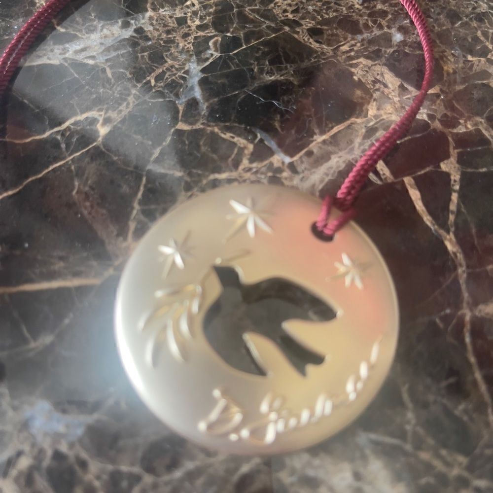 David Yurman 2023 Holiday Ornament Dove Medallion Red Cord Limited Edition